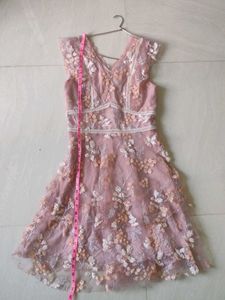 Pink Floral Embroidered Dress