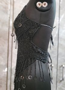 Black Hand Embroidered With Fringes Butterfly Top