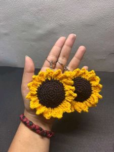 Sunflower Crochet Keychain