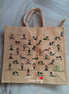 Yoga Print Jute Bag