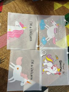 4 Pcs Of Transparent Unicorn pouch