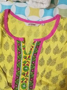 Yellow Printed Kurta