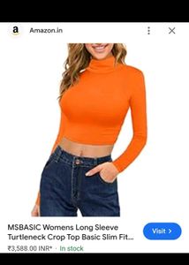 Zara Orange Mock Neck Top