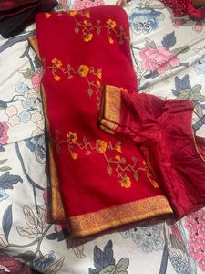 Elegant Red Floral Saree