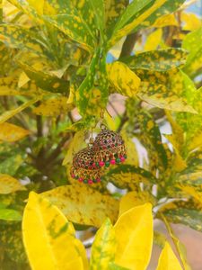 Elegant Pink With Green Jhumka💚