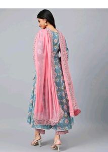 Blue Pure Cotton Kurta Palazzo Dupatta Set. 🩵