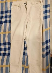 slim fit high rise white jeans