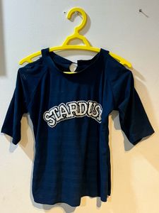Blue Sleeve Cutout Top