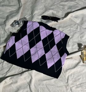 Argyle Knit Vest Top