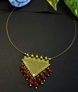 Antique Pendant With Hanging Beads Neck Chain