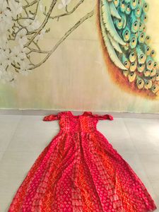 Red Gown Bandhani