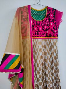 Ivory Ethnic Anarkali With Dupatta L-xl No Return