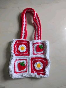 Crochet Strawberry Tote Bag