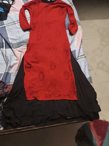 Red Embroidered Kurta
