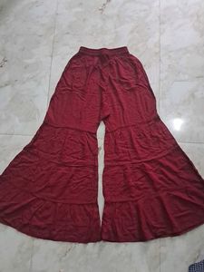 Maroon Tiered Palazzo Pants