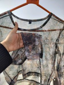 Printed Sheer Crop Top