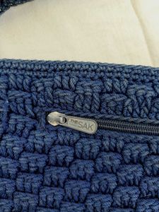 Blue Crocheted Shoulder Bag