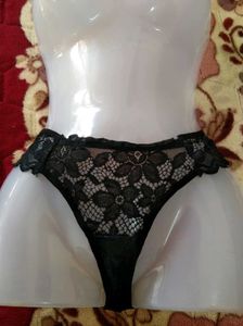 Black Lace Thong Panties