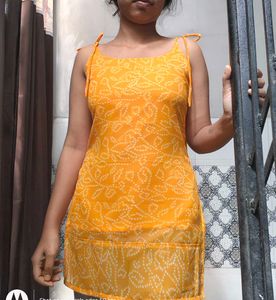 Tie Strap Tank Kurti Bandhani Print