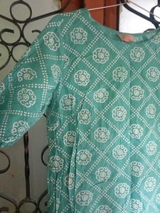Teal Patterned Kurti Dress