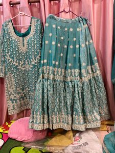 Teal Embroidered Lehenga Choli