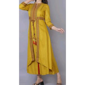 Kalini Yello Embroidery Kurti♥️