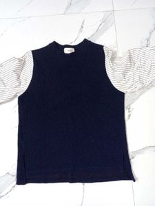 Unique Striped Sleeve Knit Top