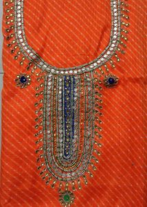 Exquisite Orange Kurthi Material..