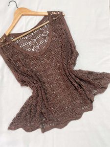 Pinterest Oversized Brown Crochet Top A