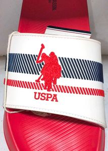 USPA Mens Rafa Printed Slides - Red & White