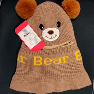 Adorable Bear Beanie with Pom Poms