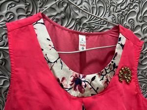Pink Floral Accent Top