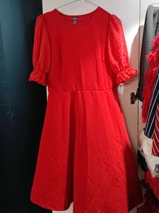 Red Knee Length Dress