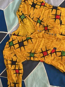 Yellow Printed Kurti