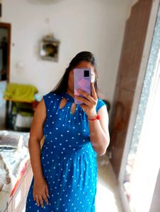 Blue Polka Dot Maxi Dress