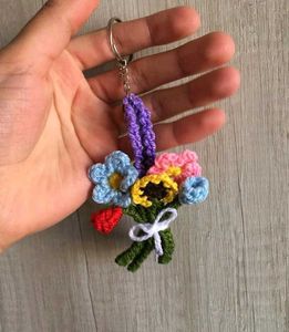 Crochet Flower Bouquet Keychain