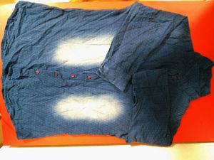 Blue Patterned Button-Down Shirt
