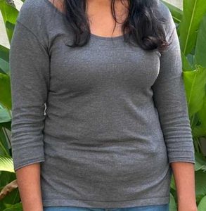 Gray Long Sleeve Top