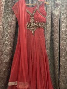 Traditional Pink Dress With Chuni