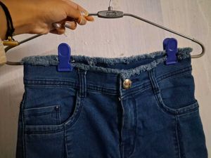 Upcycled Denim Self Design Skirt