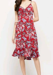 Women Floral Printed Spaghetti A-line Dress