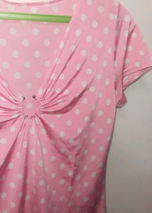 Curve Neck Silk Top💗🤍