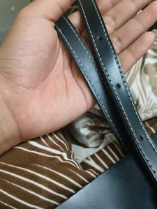 Black Vegan Leather Large Tote Bag with inner Pouc