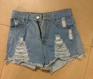 Distressed Denim Shorts
