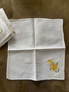 Cross Stitch Embroidered Napkins (Set of 6)
