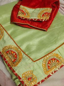 Beutiful Pisti Colour Border Saree