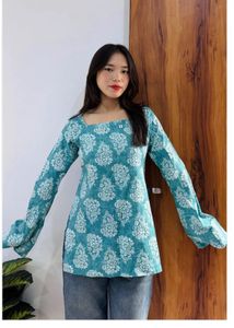 Cotton Blue Bell Sleeve Kurti