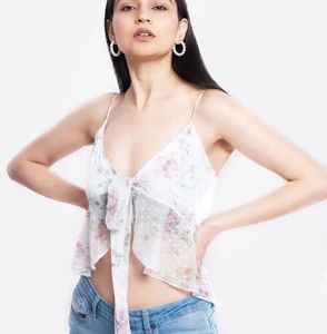 Floral Tie-Front Crop Top