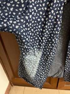 Faded Denim Cotton Shirt With Flowers Prints