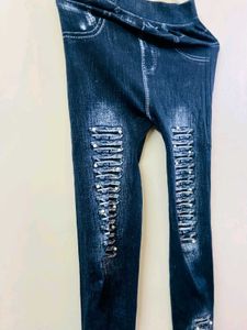Dark Wash Denim Look Leggings